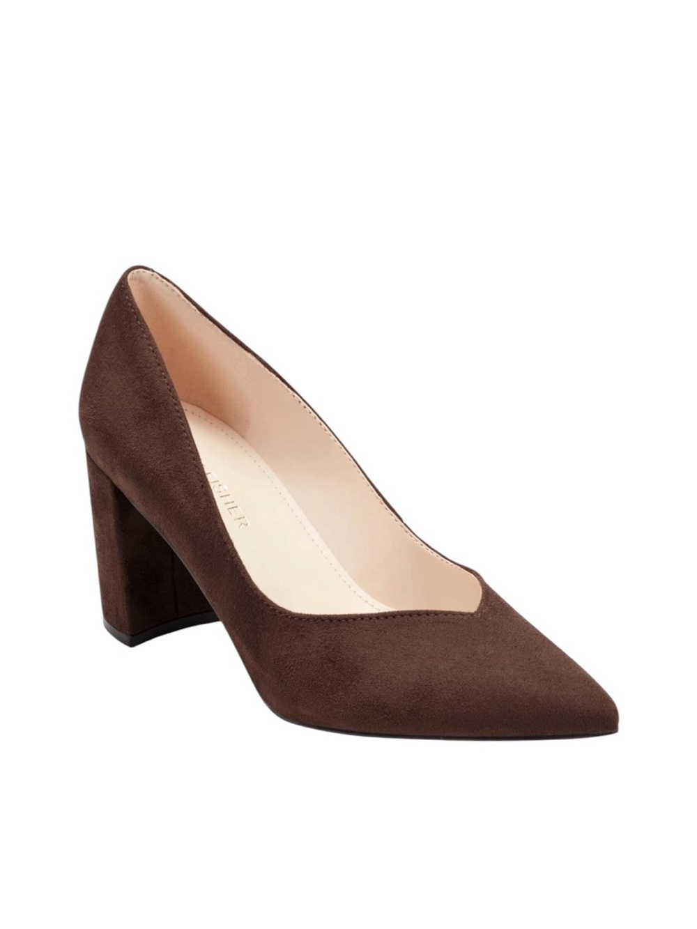 New in Box Marc Fisher Caitlin2 Faux Suede Block Heel Pumps Classic Fall Winter